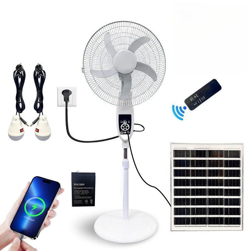 Outdoor Lighting Controller - 16-calowy, ładowany energią słoneczną wentylator stojący