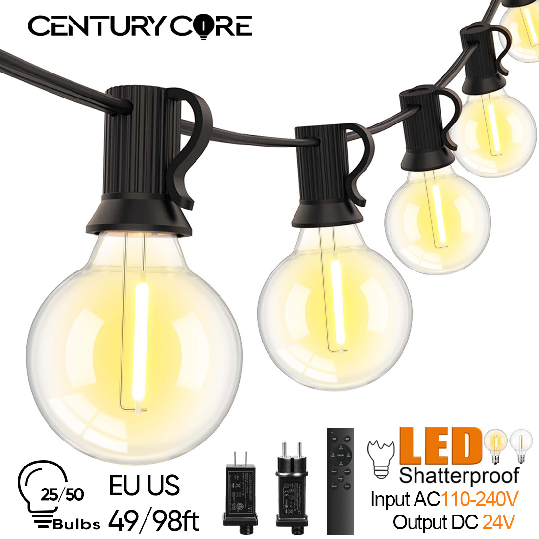 Outdoor Lighting Year Round - 15M 30M Lampki LED G40 24V