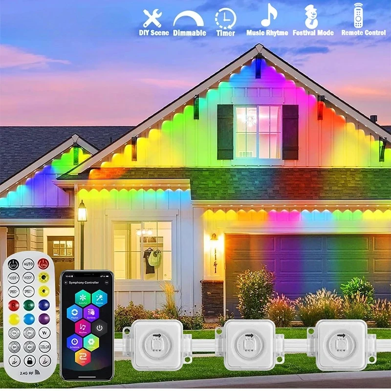 Outdoor Lighting Xmas - 300FT Trwałe Listwy LED RGB Inteligentne